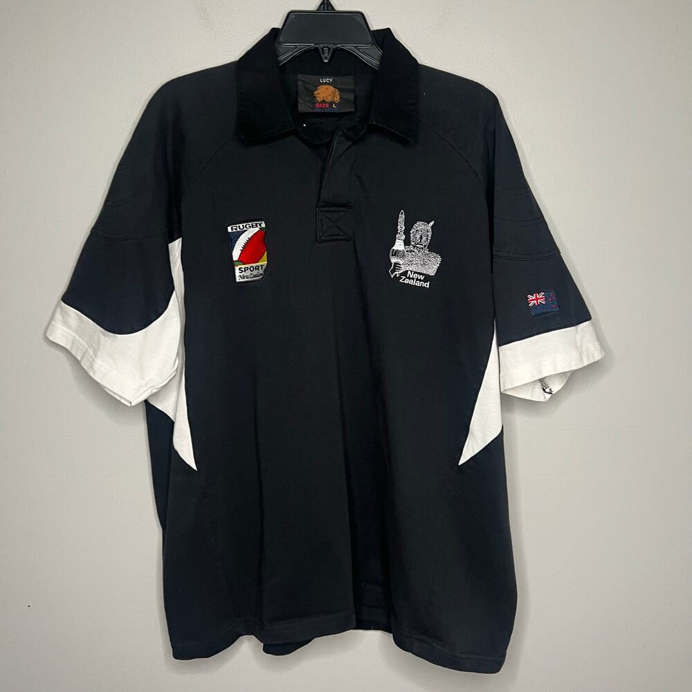 Lucy Rugby Sport Shirt Small Black White Men's 2009 New Zealand Rugby Shirt